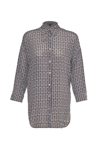 Iman I Gray Silk Shirt Pajamas 