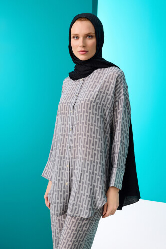 Iman I Gray Silk Shirt Pajamas - 3