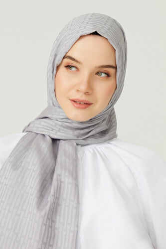 Iman I Gri Koton İpek Şal 80x200 - 6