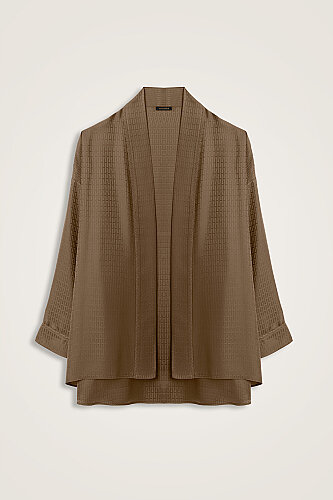 Iman I Haki Jacquard Silk Short Kimono 