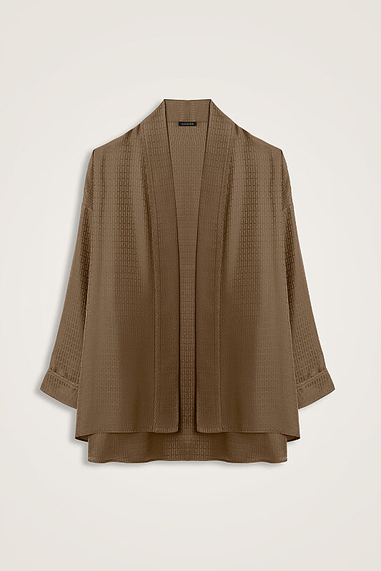 İman I Haki Jakar İpek Kısa Kimono - 1