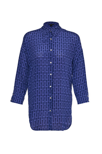 Iman I Indigo Silk Shirt Pajamas - 2