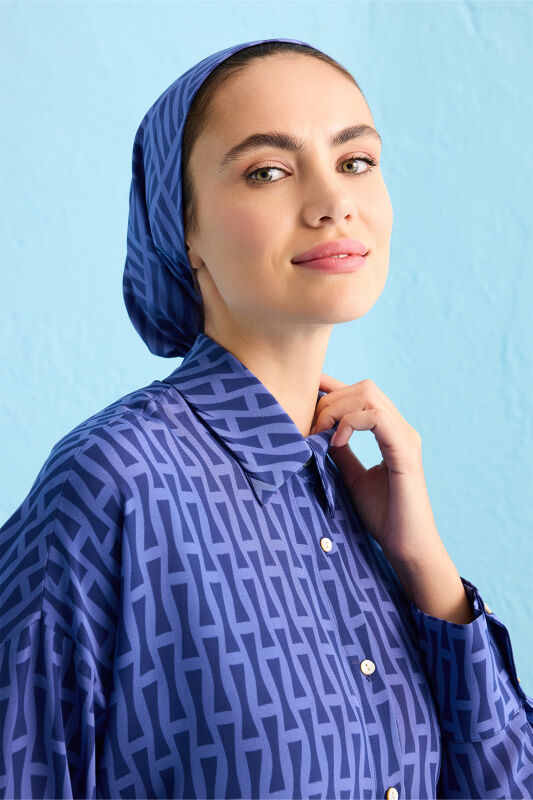 Iman I Indigo Silk Shirt Pajamas - 1