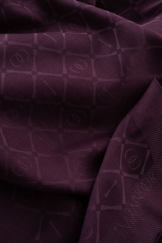 İman I Kafes Mor Tencel Pamuk İpek Şal 70x200 - 4