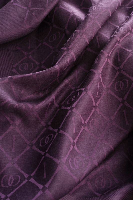 İman I Kafes Mürdüm Tencel Pamuk İpek Şal 70x200 - 4