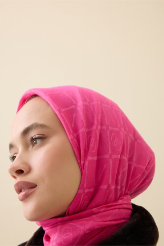 İman I Kafes Pembe Tencel Pamuk İpek Şal 70x200 - Imannoor (3)