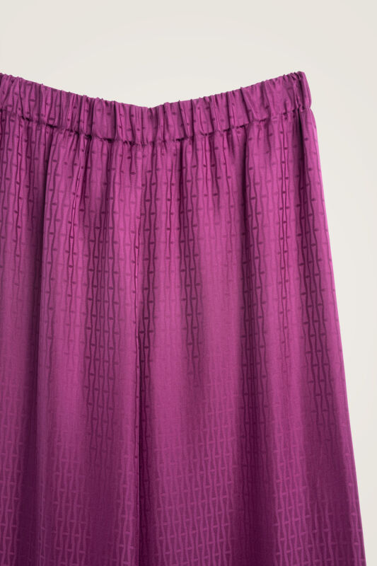 İman I Koyu Mürdüm Jakarlı İpek Pantolon - 2