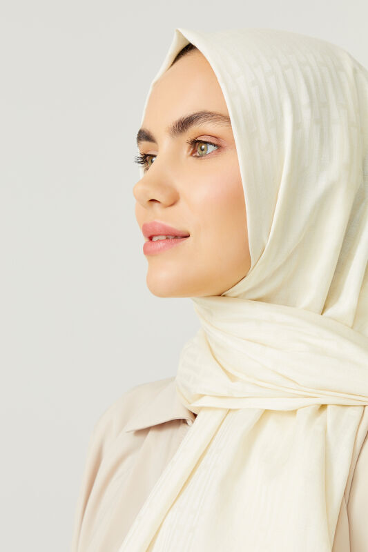 Iman I Krem Koton İpek Şal 80x200 - 4