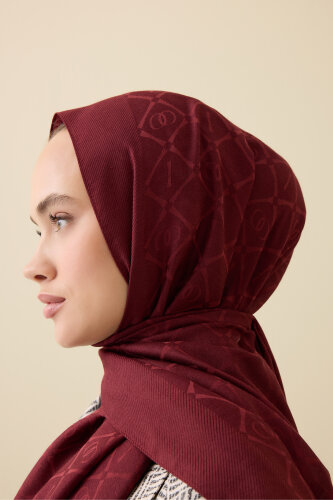 Iman I Lattice Burgundy Tencel Cotton Silk Shawl - 3