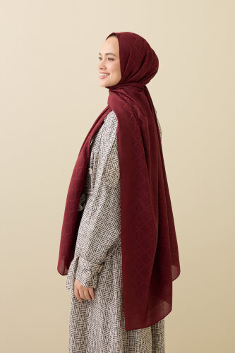 Iman I Lattice Burgundy Tencel Cotton Silk Shawl - 1