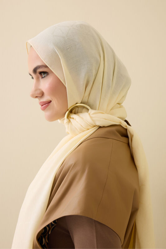Iman I Lattice Cream Tencel Cotton Silk Shawl - 3