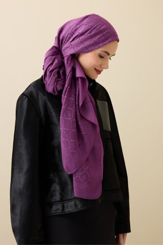 Iman I Lattice Damson Tencel Cotton Silk Shawl - 3