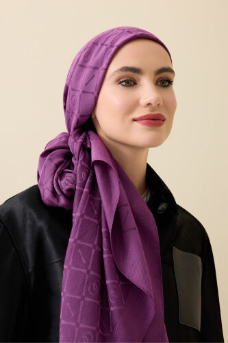 Iman I Lattice Damson Tencel Cotton Silk Shawl 