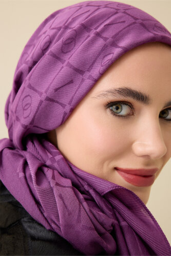Iman I Lattice Damson Tencel Cotton Silk Shawl - 5