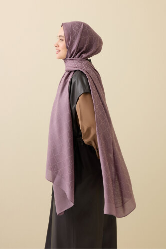 Iman I Lattice Gray-Lilac Tencel Cotton Silk Shawl - Imannoor