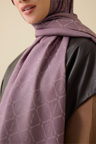 Iman I Lattice Gray-Lilac Tencel Cotton Silk Shawl - 5