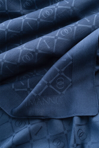 Iman I Lattice Navy Blue Tencel Cotton Silk Shawl - Imannoor (4)