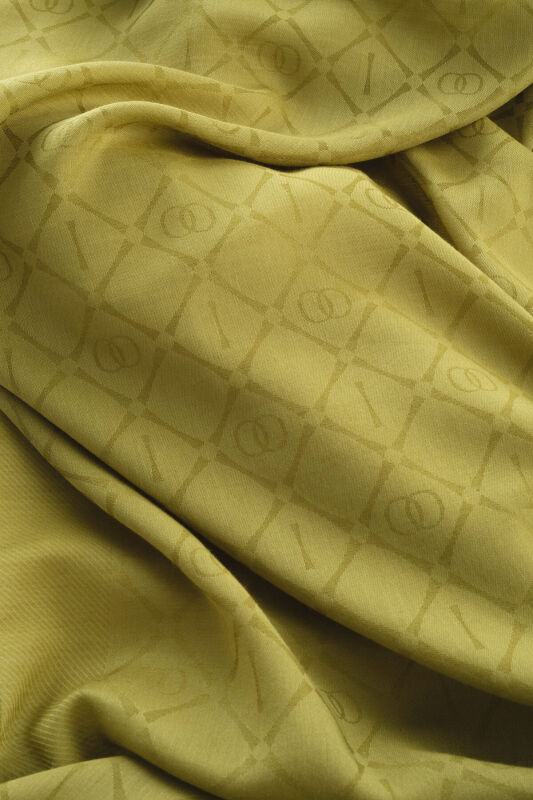 Iman I Lattice Olive Green Tencel Cotton Silk Shawl - 4