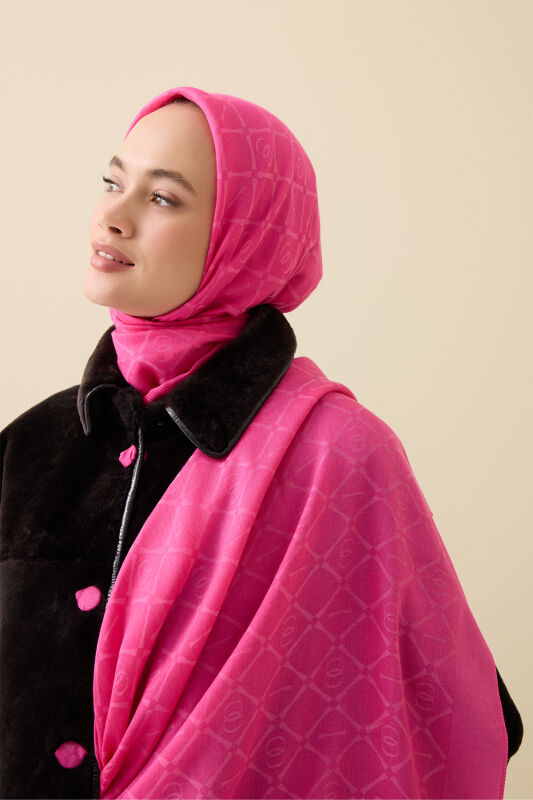 Iman I Lattice Pink Tencel Cotton Silk Shawl - 1