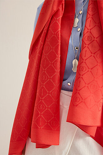 Iman I Lattice Pomegranate Flower Tencel Cotton Silk Shawl - 5