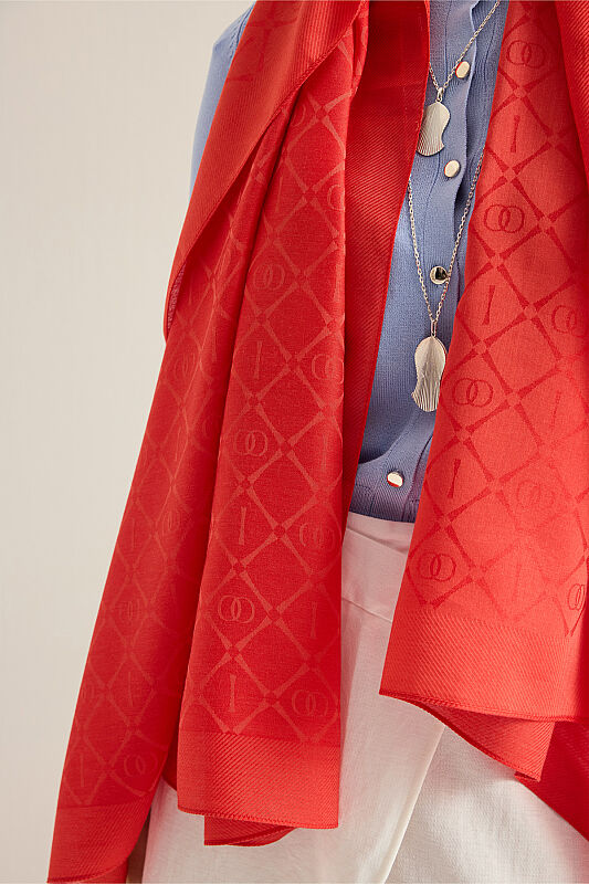 Iman I Lattice Pomegranate Flower Tencel Cotton Silk Shawl - 5