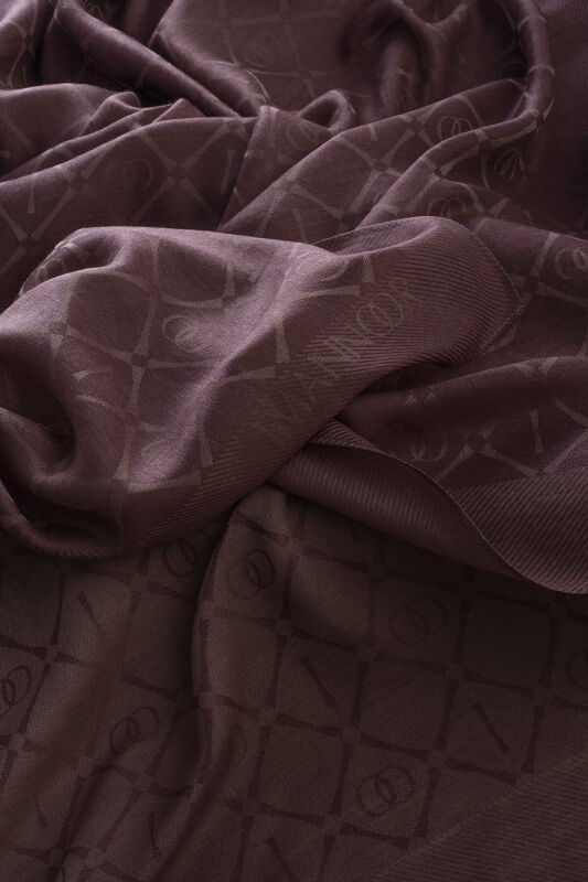 Iman I Lattice Red Brown Tencel Cotton Silk Shawl - 3