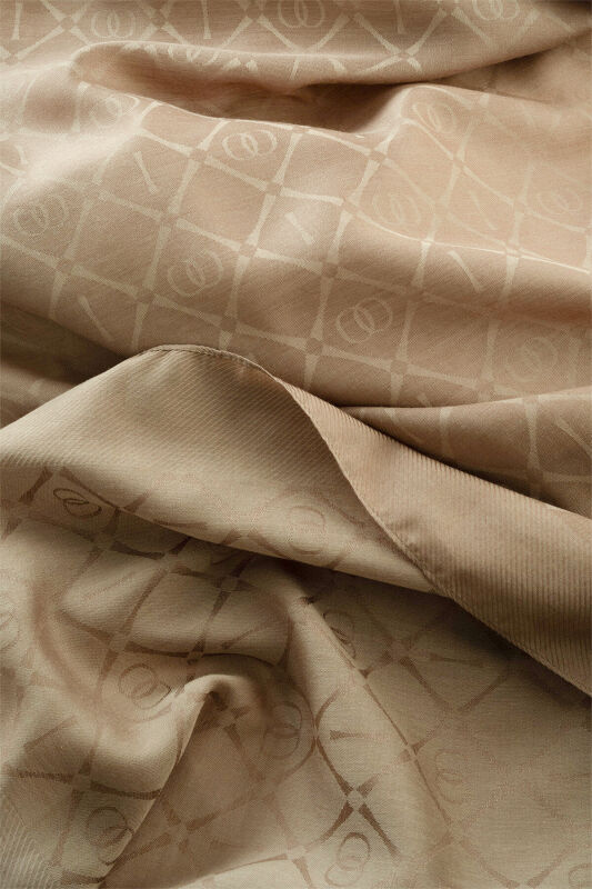 Iman I Lattice Sand Beige Tencel Cotton Silk Shawl - 3
