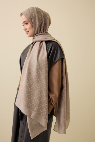 Iman I Lattice Sand Beige Tencel Cotton Silk Shawl 