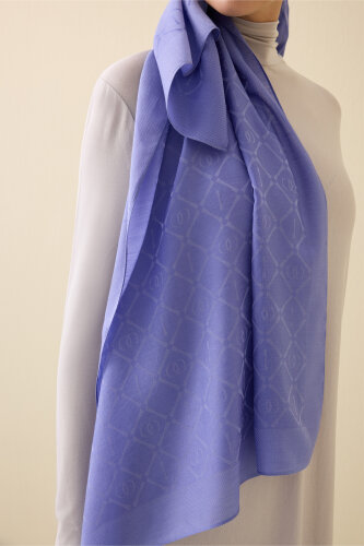 Iman I Lattice Violet Tencel Cotton Silk Shawl - 5