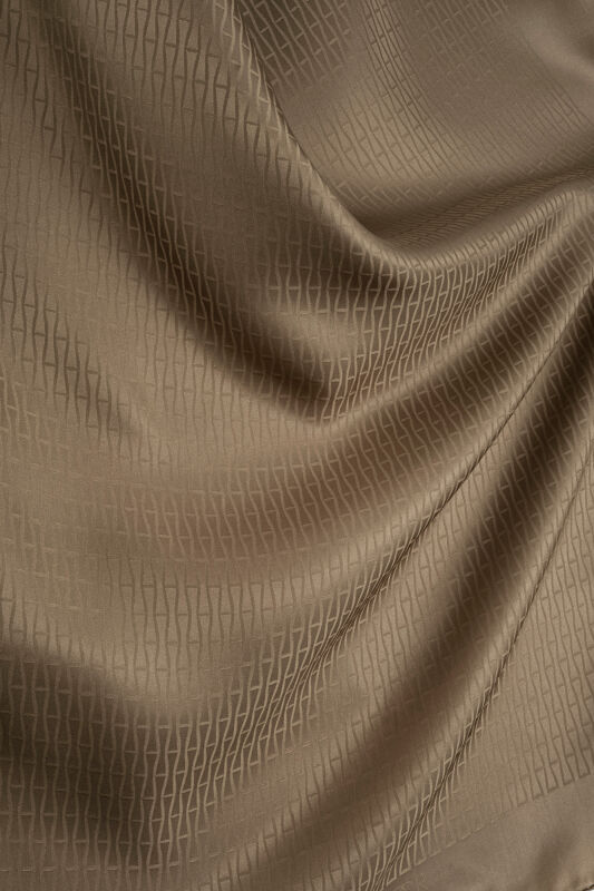 Iman I Light Brown Jacquard Silk Shirt Shawl - 4
