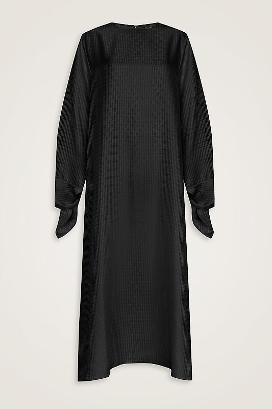 İman I Manşet Detaylı Siyah Elbise - 1