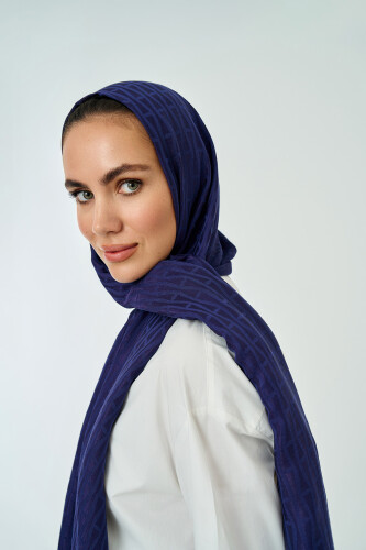 Iman I Naia Cotton Shawl Navy - 1