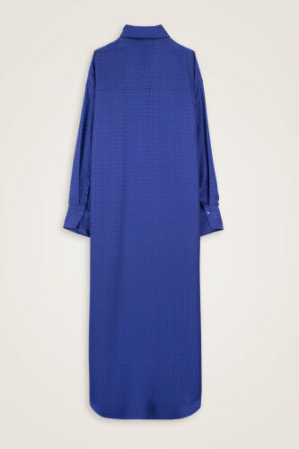 Iman I Night Blue Jacquard Silk Shirt Dress - 3