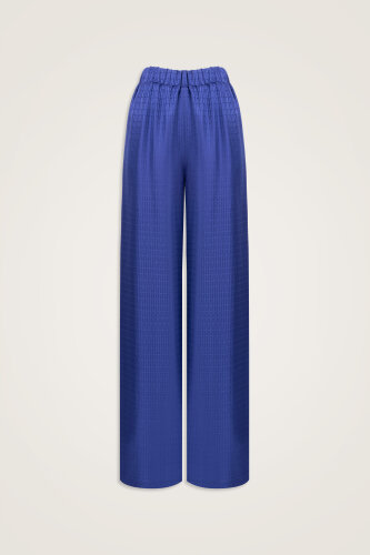 Iman I Night Blue Jacquard Silk Trousers 