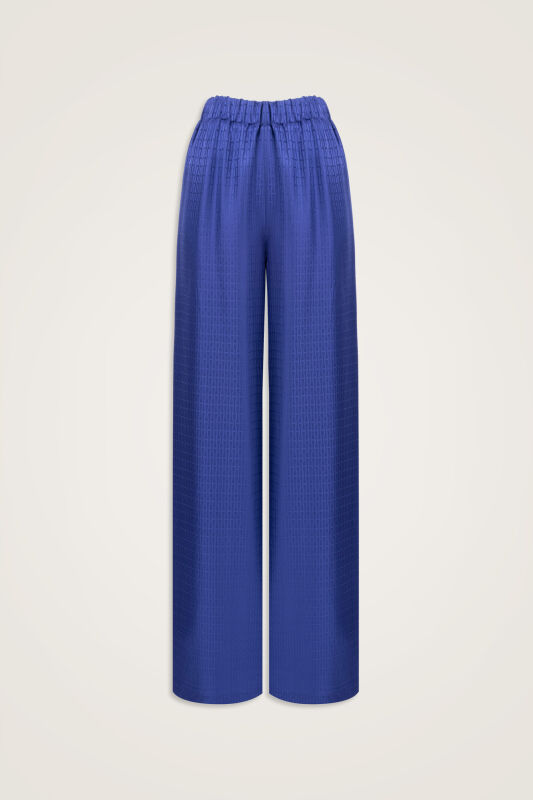 Iman I Night Blue Jacquard Silk Trousers - 1