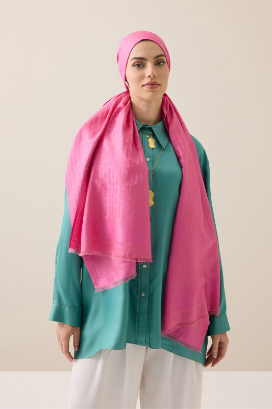 Iman I Pembe İpek Şal 70x200 - 1