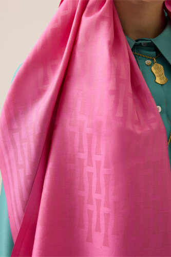 Iman I Pembe İpek Şal 70x200 - 6