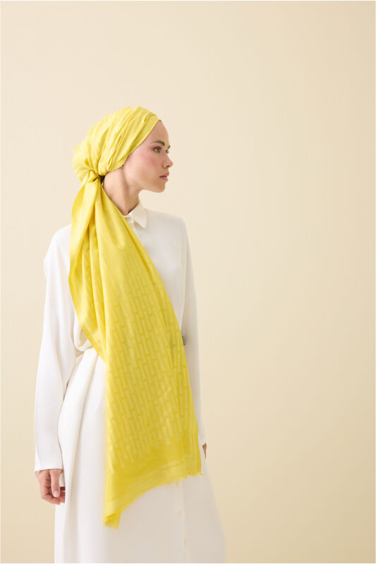Iman I Sarı İpek Şal 70x200 - 3