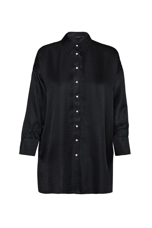 Iman I Silk Pajamas Shirt Black - 1