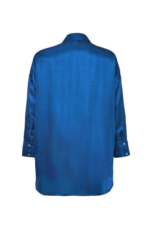 Iman I Silk Pajamas Shirt Blue - 4