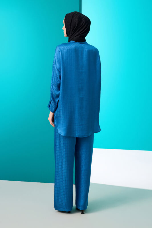 Iman I Silk Pajamas Shirt Blue - 5