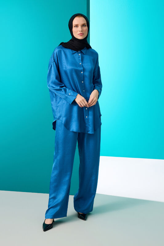 Iman I Silk Pajamas Shirt Blue - 6