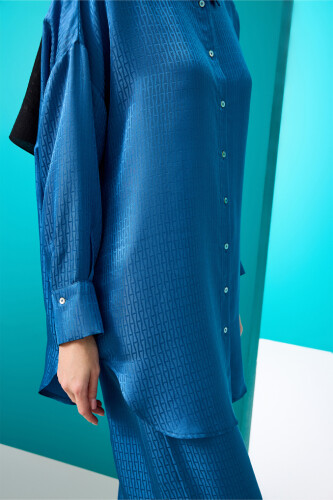 Iman I Silk Pajamas Shirt Blue - 3