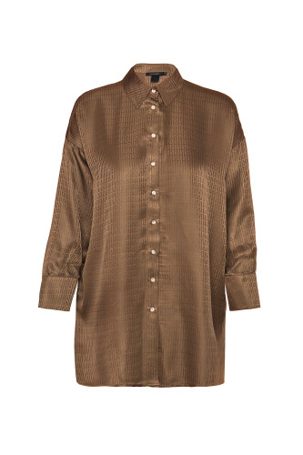 Iman I Silk Pajamas Shirt Light Brown 