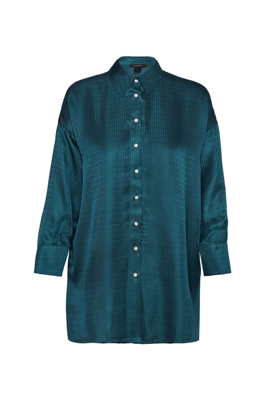 Iman I Silk Pajamas Shirt Petrol - 1