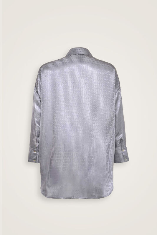 Iman I Silk Pajamas Shirt Silver - 4