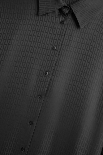 İman I Siyah Jakarlı İpek Gömlek - Imannoor (2)