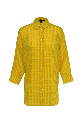 Iman I Yellow Silk Shirt Pajamas - 1