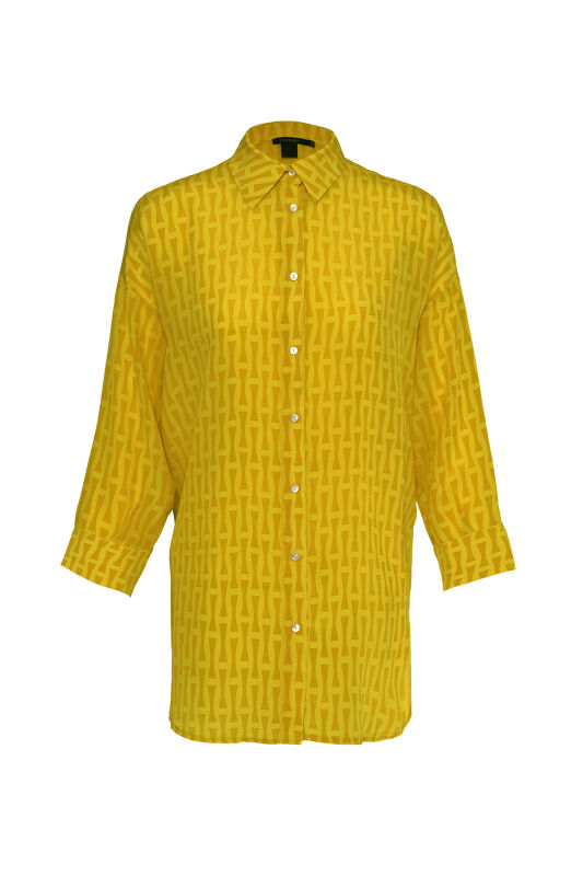 Iman I Yellow Silk Shirt Pajamas - 1