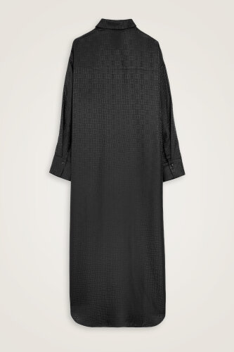 Iman Kare Black Jacquard Silk Shirt Dress - 3